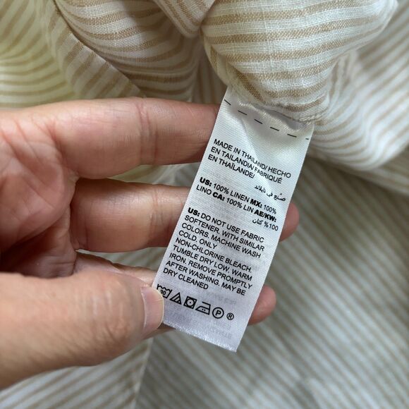 Chico's 100% Linen Button Down Shirt Women's 0 / US 4-6 Stripe Roll Sleeve NWT - Picture 7 of 8